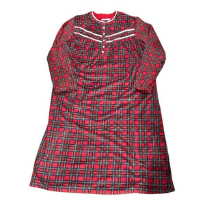 George Nightgown Womens XL Red Plaid Fleece Long Sleeve Lounge Sleepwear